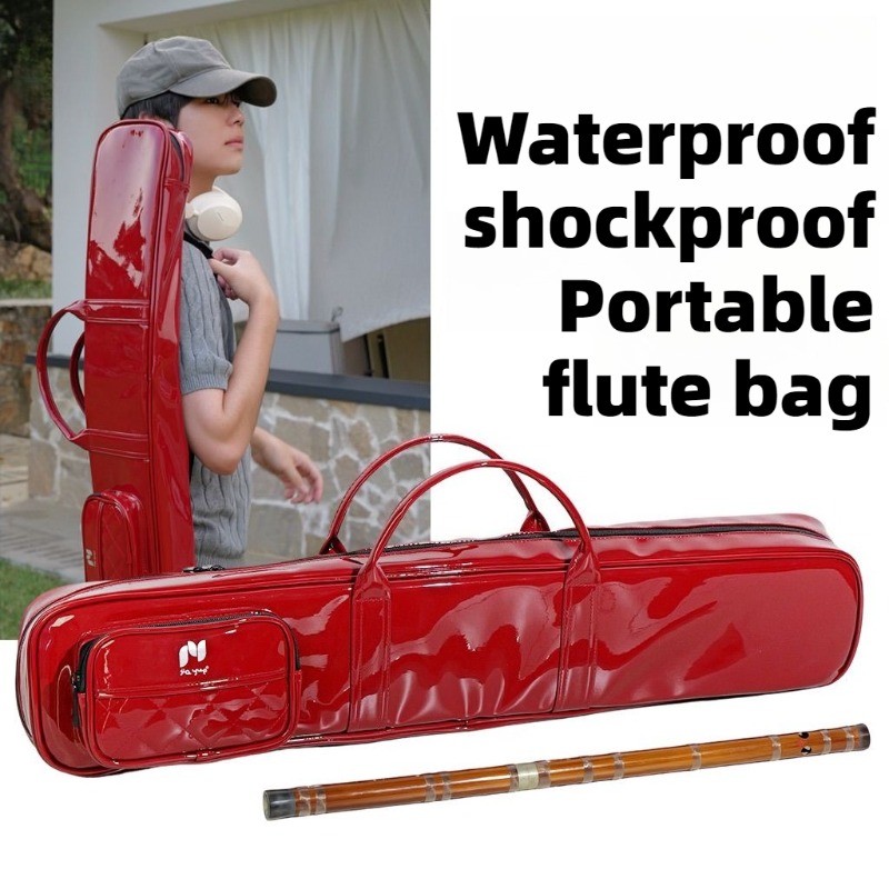 Musical Instrument Flute - 漆塗り竹製フルートバッグ 防水 耐衝撃 ポータブル ワンショルダー 8点セット