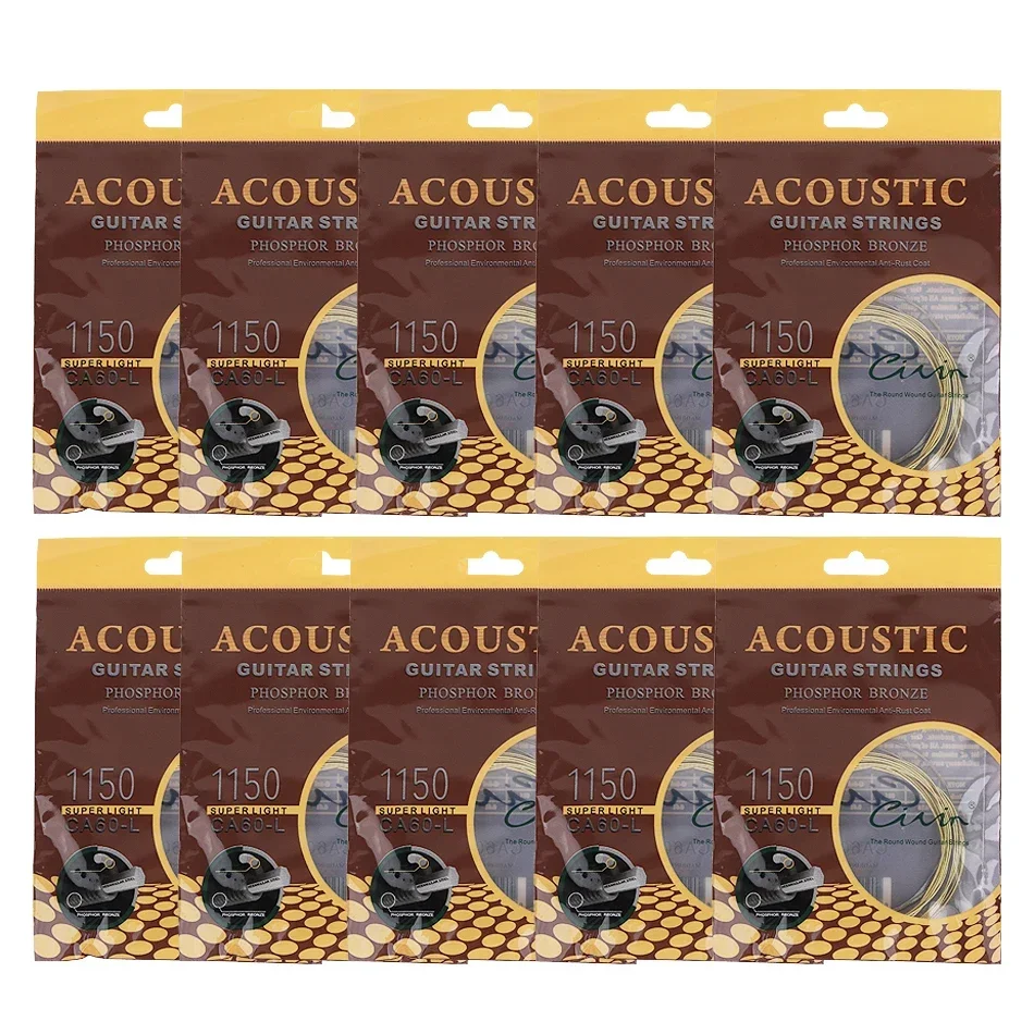 Musical Instrument Set - Gearlly 10 セットアコースティックギター弦ブロンズ巻線防錆コート 1150/1253 フォークギター弦卸売