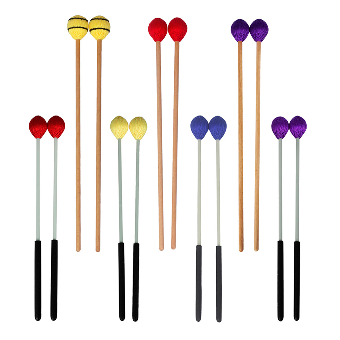 Musical Instrument Xylophone - 2個入りマリンバマレット、カラフルな糸巻きヘッドとメープルシャフト、シロフォンビーター、キーボードパーカッション楽器アクセサリー