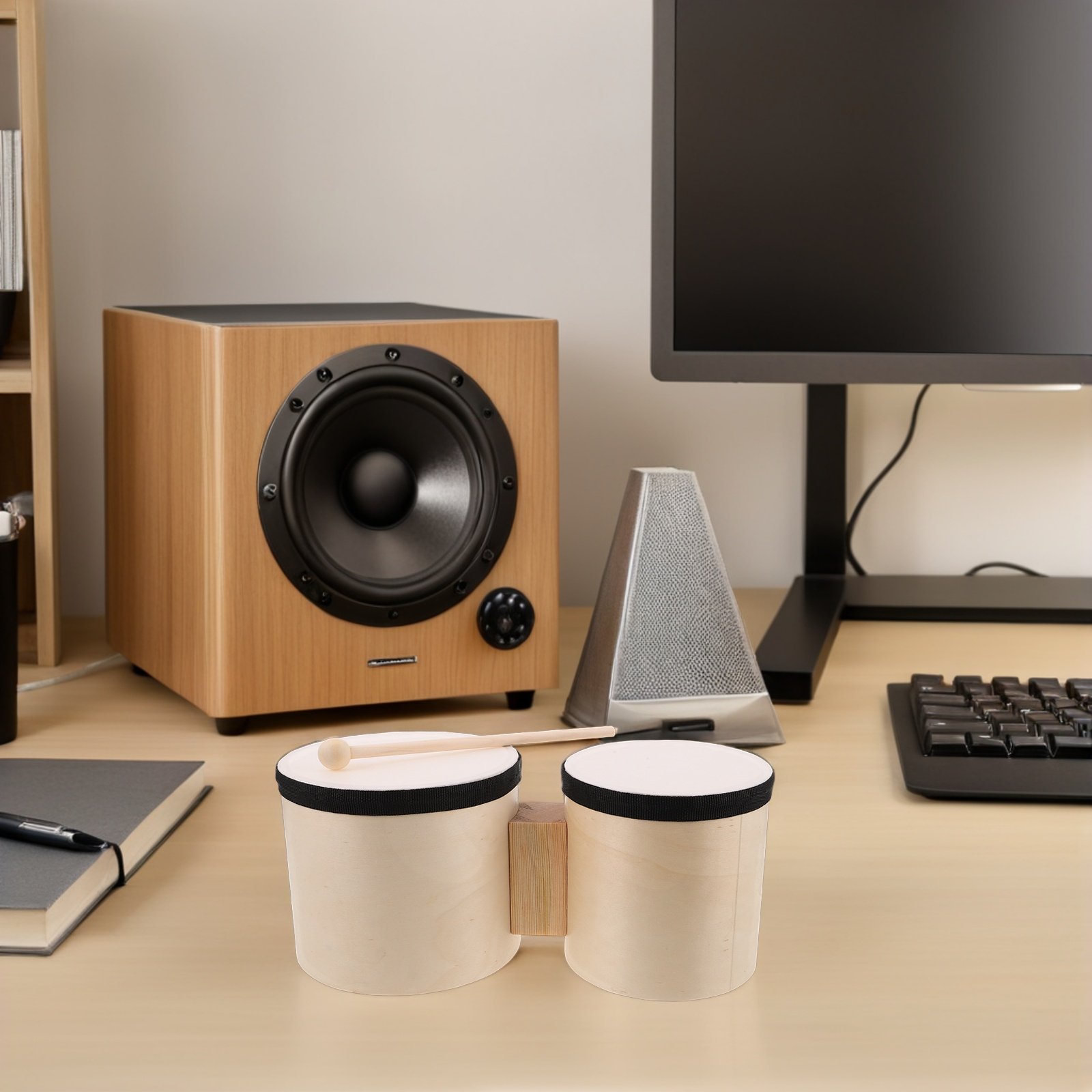 1セット木製ボンゴハンドドラム初心者向け5インチ6インチ音楽 - Musical Instrument Percussion のレビューと価格