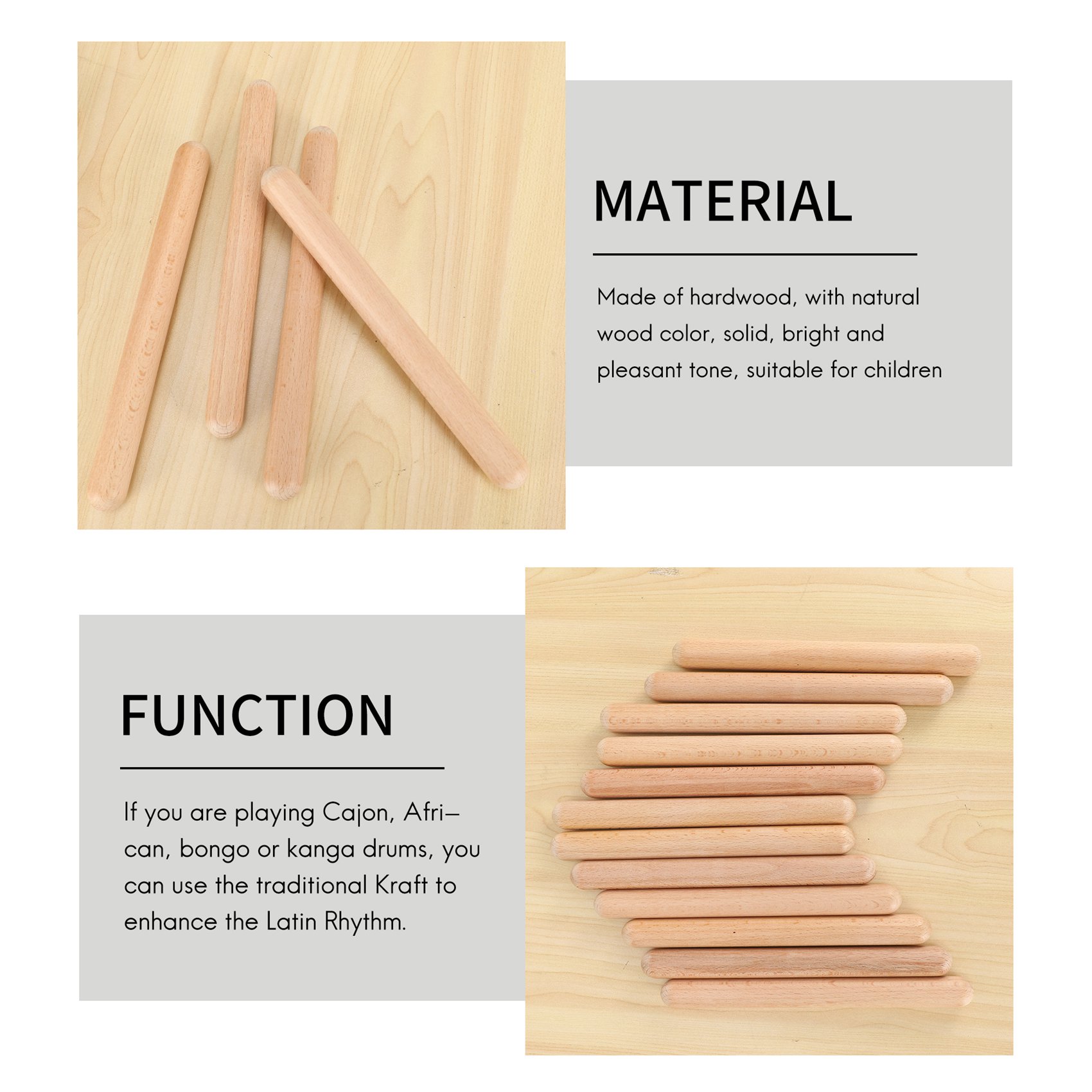 L79A 6 ペア木製クラベス音楽打楽器リズムスティックパー - Musical Instrument Percussion のレビューと価格