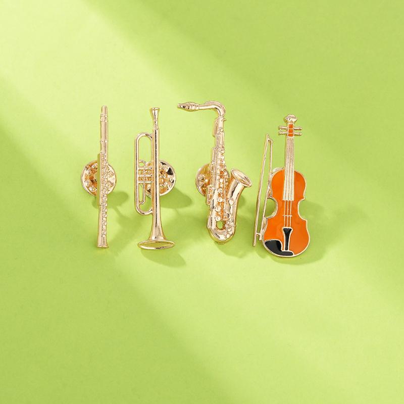 1個のオーケストラ風バッジ、ユーモラスな楽器エナメルピン、ト - Musical Instrument In Orchestra のレビューと価格