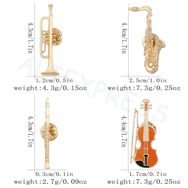 面白い楽器エナメルブローチトランペットクラリネットサックスバ - Musical Instrument In Orchestra のレビューと価格